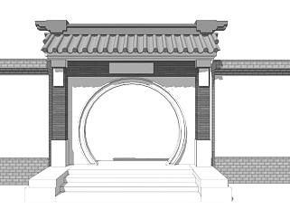 古典中式院门设计su模型下载_sketchup草图大师SKP模型
