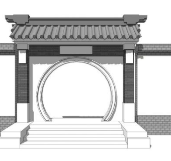 古典中式院门设计su模型下载_sketchup草图大师SKP模型