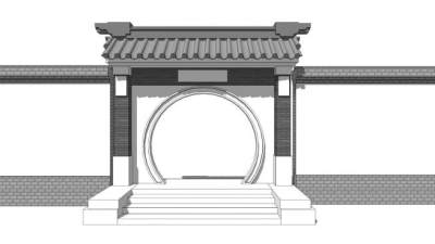 古典中式院门设计su模型下载_sketchup草图大师SKP模型