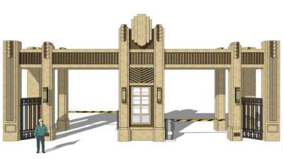 欧式小区门头su模型下载_sketchup草图大师SKP模型