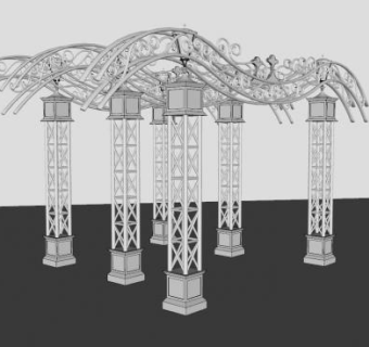 欧式铁艺廊架sketchup模型下载_sketchup草图大师SKP模型
