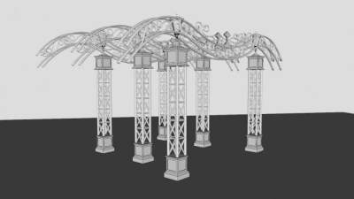 欧式铁艺廊架sketchup模型下载_sketchup草图大师SKP模型