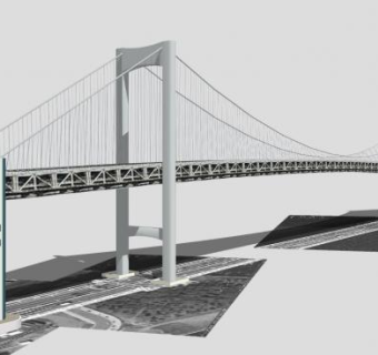 现代悬索桥大桥SU模型下载_sketchup草图大师SKP模型