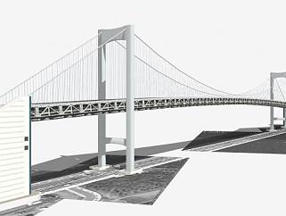 现代悬索桥大桥SU模型下载_sketchup草图大师SKP模型