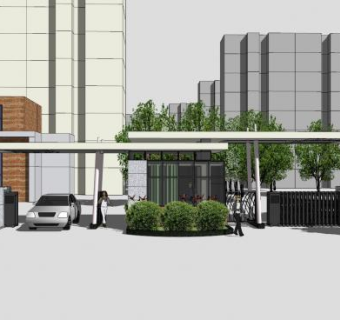 现代小区景观大门SU模型下载_sketchup草图大师SKP模型