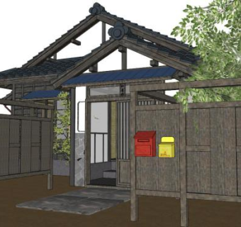 日本乡下木屋民宿SU模型下载_sketchup草图大师SKP模型