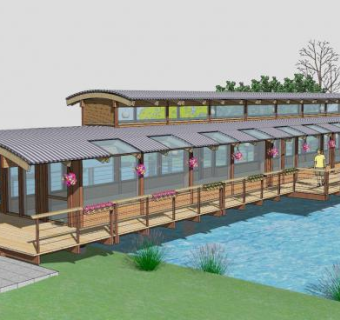 现代玻璃桥梁SU模型下载_sketchup草图大师SKP模型