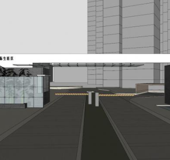 现代鸿恩国际小区大门SU模型下载_sketchup草图大师SKP模型