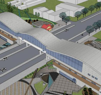 现代城市人行天桥SU模型下载_sketchup草图大师SKP模型