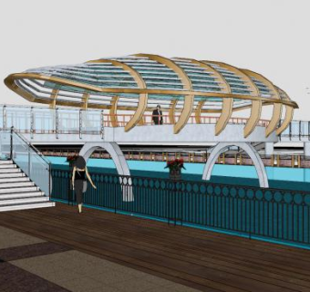 现代创意梁桥外观SU模型下载_sketchup草图大师SKP模型