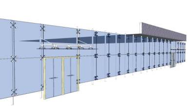 现代玻璃幕墙大门SU模型下载_sketchup草图大师SKP模型