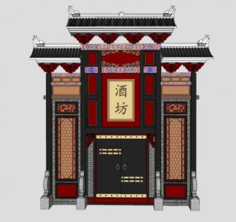 中式酒坊SU模型下载_sketchup草图大师SKP模型