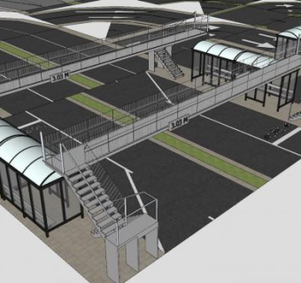 工业风人行天桥SU模型下载_sketchup草图大师SKP模型