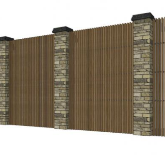 现代中式围墙SU模型下载_sketchup草图大师SKP模型