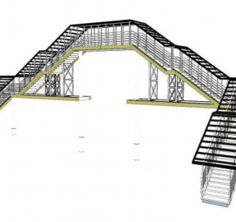 现代钢结构天桥SU模型下载_sketchup草图大师SKP模型