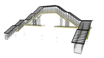 现代钢结构天桥SU模型下载_sketchup草图大师SKP模型