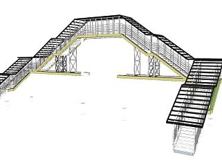 现代钢结构天桥SU模型下载_sketchup草图大师SKP模型