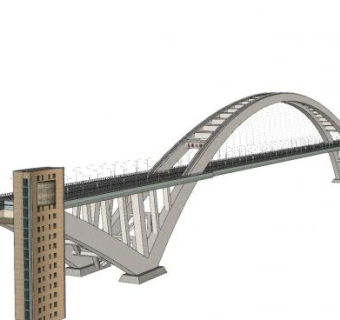 现代大型公路桥建筑SU模型下载_sketchup草图大师SKP模型