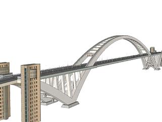 现代大型公路桥建筑SU模型下载_sketchup草图大师SKP模型