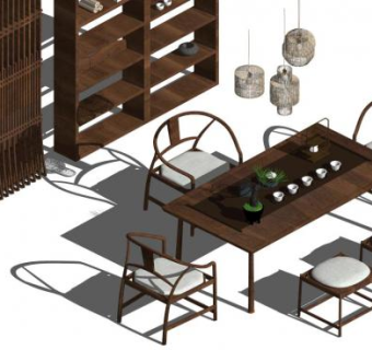 中式茶道椅su模型下载_sketchup草图大师SKP模型