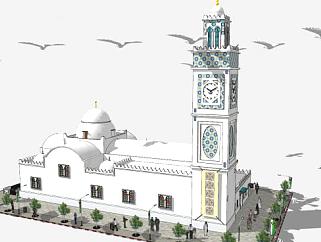 清真寺建筑外观SU模型下载_sketchup草图大师SKP模型