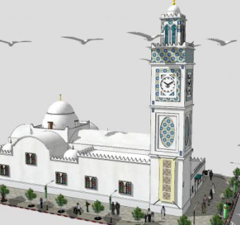 清真寺建筑外观SU模型下载_sketchup草图大师SKP模型