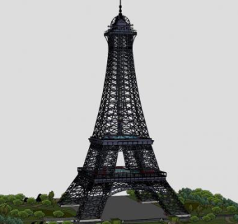 法国埃菲尔铁塔SU模型下载_sketchup草图大师SKP模型