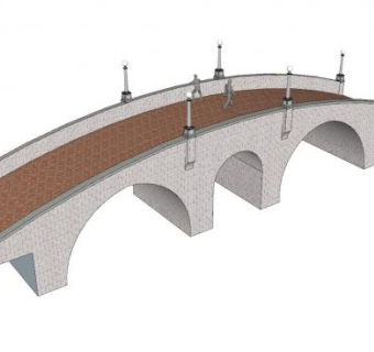 现代灯柱拱桥SU模型下载_sketchup草图大师SKP模型