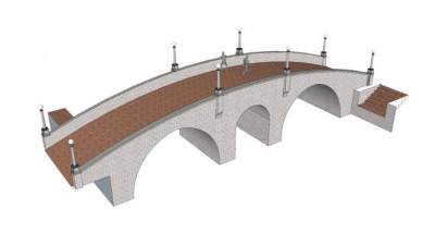 现代灯柱拱桥SU模型下载_sketchup草图大师SKP模型