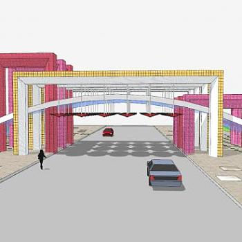 现代景观大门SU模型下载_sketchup草图大师SKP模型