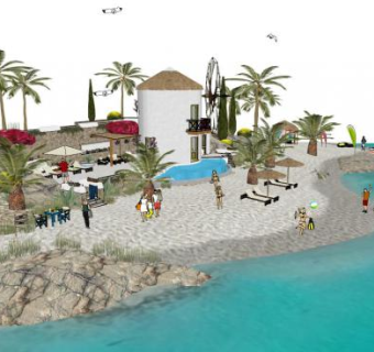 海边沙滩su模型下载_sketchup草图大师SKP模型