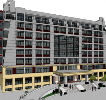 中式办公楼su模型下载_sketchup草图大师SKP模型