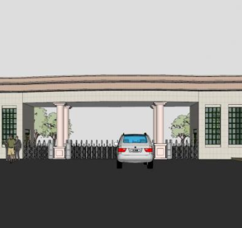 现代办公入口SU模型下载_sketchup草图大师SKP模型