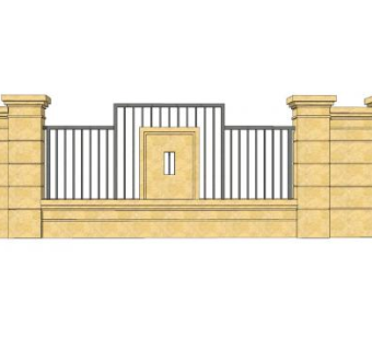 古典庭院围墙SU模型下载_sketchup草图大师SKP模型