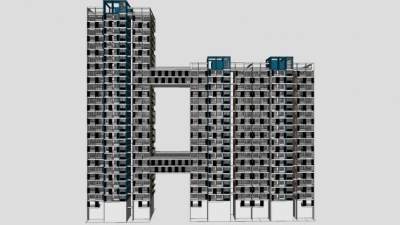 现代高层办公楼外观SU模型下载_sketchup草图大师SKP模型