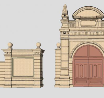 欧式景观大门SU模型下载_sketchup草图大师SKP模型