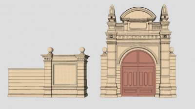 欧式景观大门SU模型下载_sketchup草图大师SKP模型