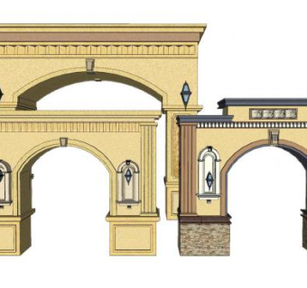 欧式门头构件SU模型下载_sketchup草图大师SKP模型