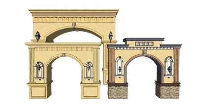 欧式门头构件SU模型下载_sketchup草图大师SKP模型