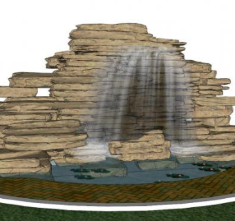 瀑布景观su模型下载_sketchup草图大师SKP模型