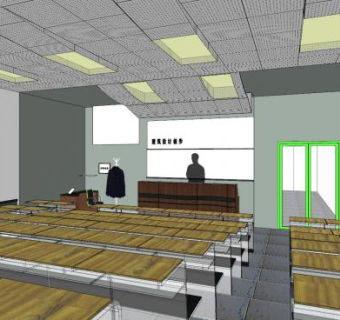 建筑设计教室SU模型下载_sketchup草图大师SKP模型