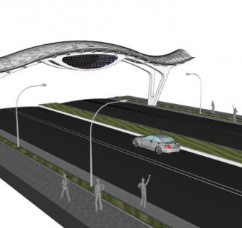 现代高架公路廊道设计SU模型下载_sketchup草图大师SKP模型
