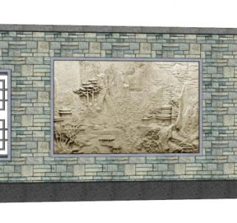 浮雕墙景墙su模型下载_sketchup草图大师SKP模型