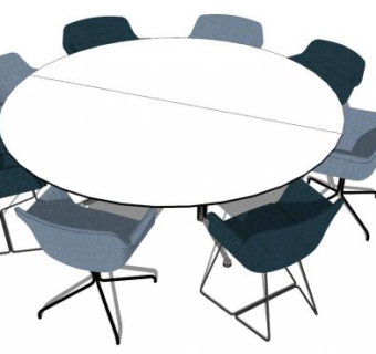 八人圆桌su模型下载_sketchup草图大师SKP模型