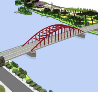 现代系杆桥梁SU模型下载_sketchup草图大师SKP模型