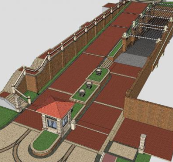 欧式小区门卫室sketchup模型下载_sketchup草图大师SKP模型