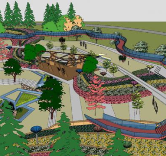 现代景观天桥SU模型下载_sketchup草图大师SKP模型