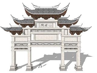 中式古建牌坊su模型下载_sketchup草图大师SKP模型