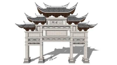 中式古建牌坊su模型下载_sketchup草图大师SKP模型