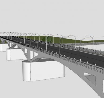 现代箱式跨河大桥SU模型下载_sketchup草图大师SKP模型